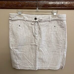 Dalia Collection modern fit mini skirt linen cotton blend striped draw string 6